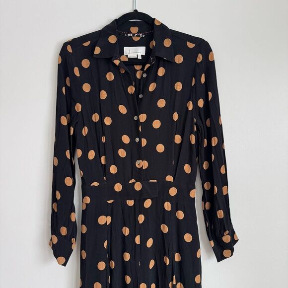 Anthropologie Loveland Wide Leg Jumpsuit - Black with Gold Polkadots | Size 2 - Picture 3 of 12